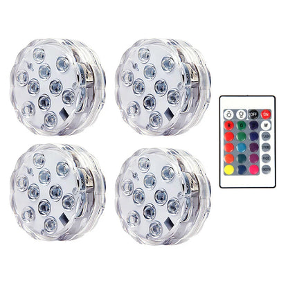 10leds RGB Led Submersible Light Underwater Night Lamp Battery Operated Garden Swimming Pool Light for Wedding Party Vase Bowl Techelectronicx