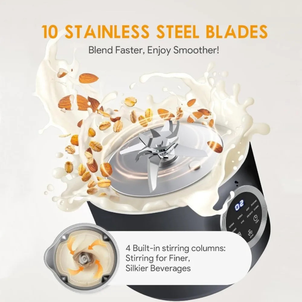 10-in-1 Multifunctional Nut Milk Maker 40oz Electric Blender Machine for Homemade Almond Oat Soy Juice Soup Soybean Milk Maker TechElect