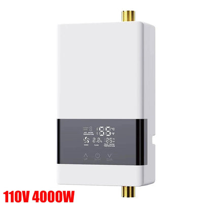 110V/220V Instant Water Heater Bathroom Kitchen Wall Mounted Electric Water Heater with Remote Control LCD Temperature Display Techelectronicx