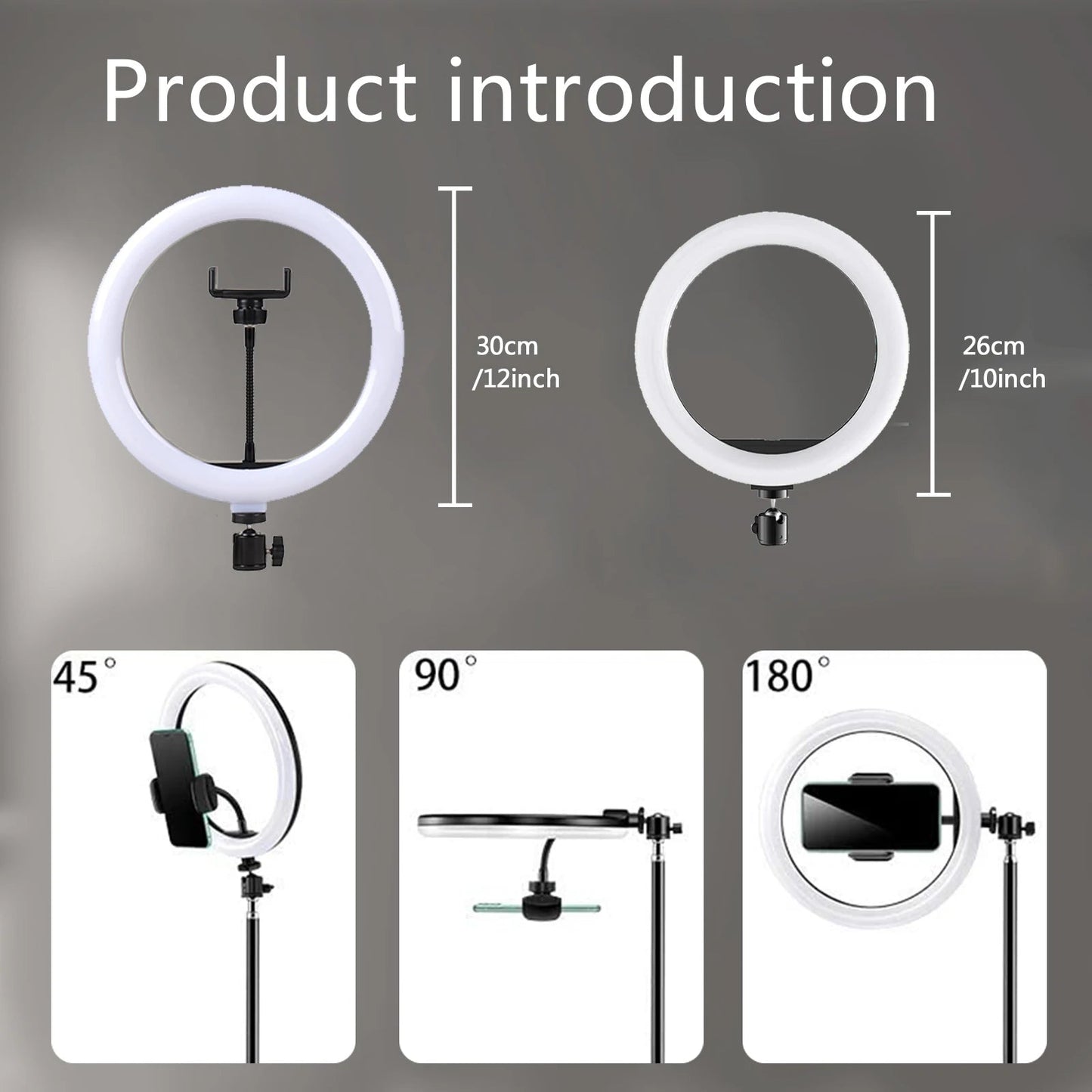 10" 26cm LED Selfie Ring Light Photography Video Light RingLight Phone Stand Tripod Fill Light Dimmable Lamp Trepied Streaming Techelectronicx