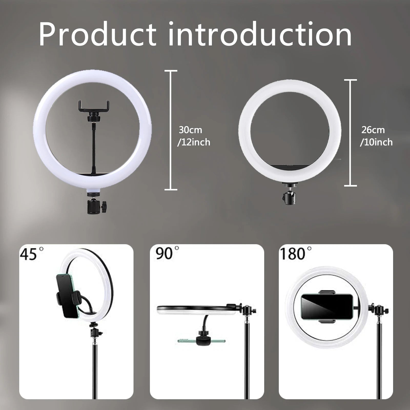 10" 26cm LED Selfie Ring Light Photography Video Light RingLight Phone Stand Tripod Fill Light Dimmable Lamp Trepied Streaming Techelectronicx