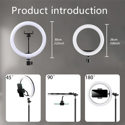 10" 26cm LED Selfie Ring Light Photography Video Light RingLight Phone Stand Tripod Fill Light Dimmable Lamp Trepied Streaming Techelectronicx
