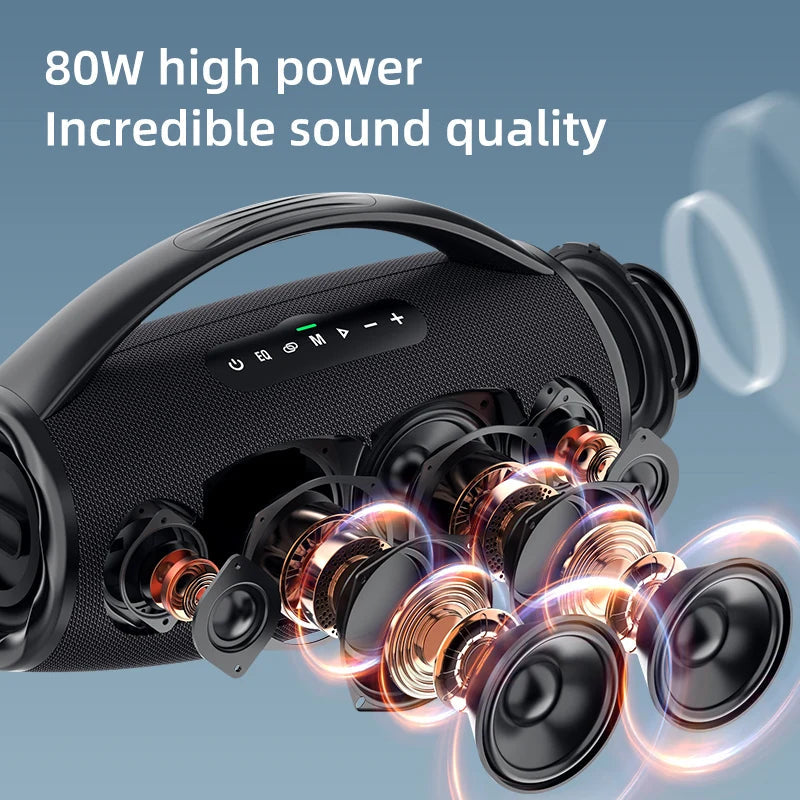 Zealot-S97 80W high power bluetooth speaker portable RGB colorful light waterproof wireless subwoofer 360 stereo surround TWS FM Techelectronicx