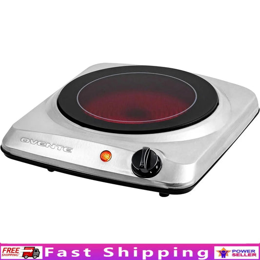 1000W Infrared Electric Hot Plate Countertop Burner Adjustable Temperature Easy Clean Portable Cooktop Home Camping RV Techelectronicx
