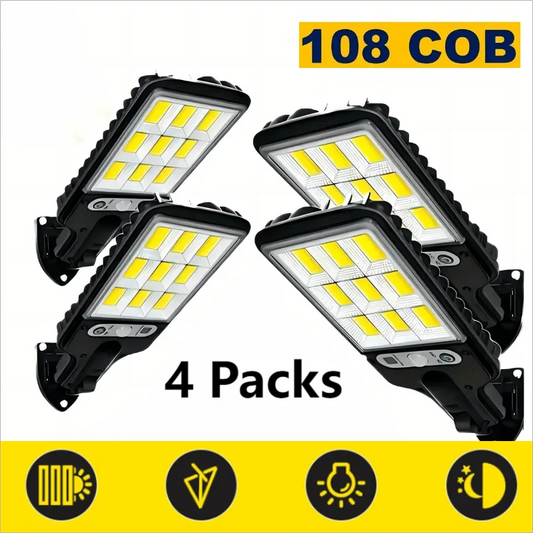 1/2/4-Pack Solar Street Lights, 108 COB LED Outdoor Wall Lights with Remote Control and Motion Sensor, Adjustable 3 Modes, Suita Techelectronicx