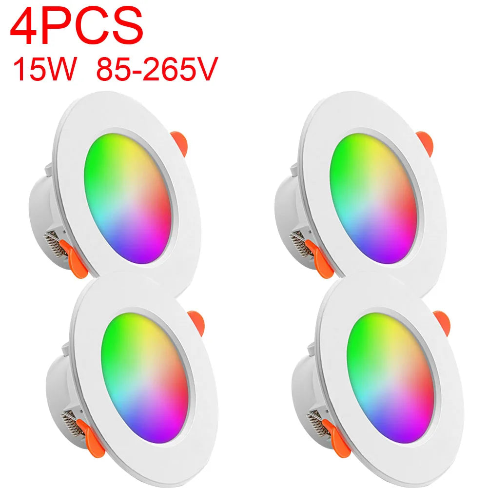 1-10PCS LED Downlight Bluetooth TUYA 110/220V Dimmable Spot Light Recessed Round Light Spot Bluetooth Lamp For Alexa Google Home Techelectronicx