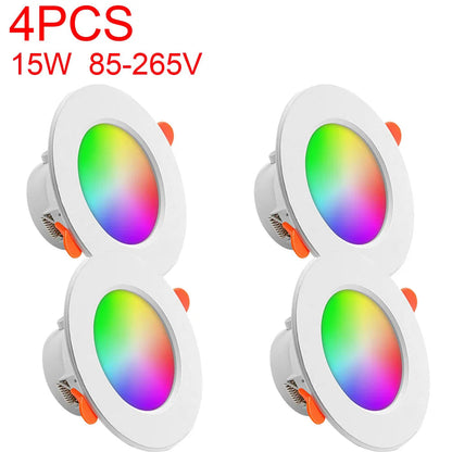 1-10PCS LED Downlight Bluetooth TUYA 110/220V Dimmable Spot Light Recessed Round Light Spot Bluetooth Lamp For Alexa Google Home Techelectronicx