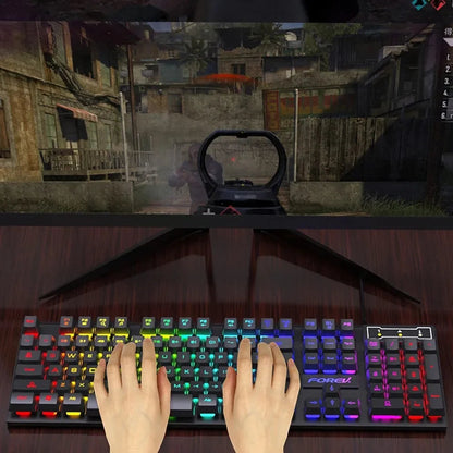 104 key Backlit Mechanical Keyboard Wired Gaming Keyboard waterproof Luminous keyboard And Mouse Set for Gamer PC Laptop Office Techelectronicx