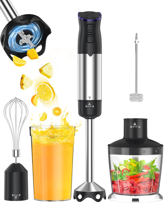 1000W Electric Immersion Handheld Blender, 5 in 1 Kitchen Hand Blender for soups, smoothies, purees and baby food. TechElect