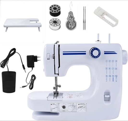 [Hot Sale] Mini Portable Sewing Machine 12 Stitches, Dual Speed Foot Pedal with Sewing Kit, Double Needle for Home/Travel TechElect