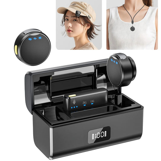 100M Wireless Microphone for Phone Professional Magnetic Lavalier Microphone with Charging Box Noise Reduction for Recording Techtronicx