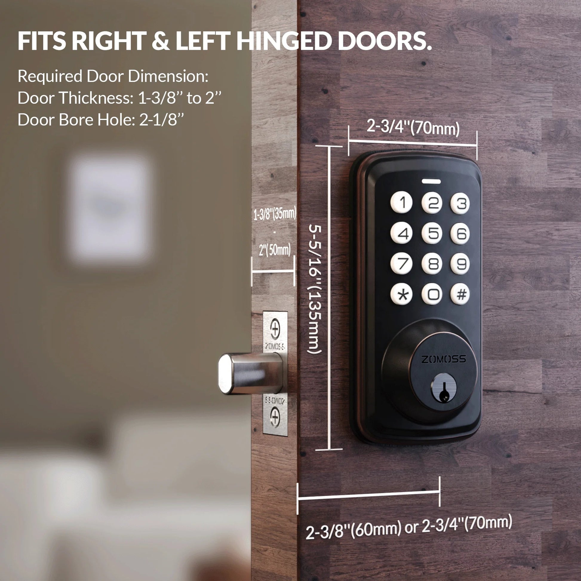 ZOMOSS Smart Keypad Door Lock,Digital Code Keyless Entry With Anti-Peeking Password, Auto Lock, And Easy Installation Techelectronicx