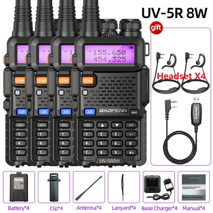 1/2/4 PCS Baofeng UV 5R 8W Walkie Talkie Dual Band VHF UHF Portable FM Amateur 1800mAh UV5R Two way Radio Ham Radio For Climb Techelectronicx