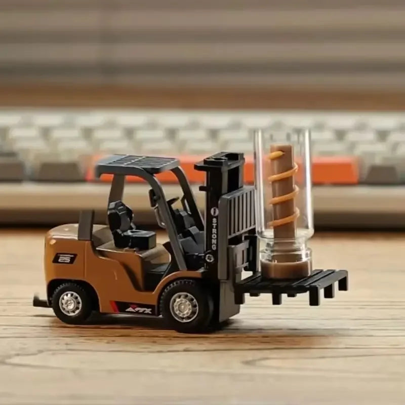 1/64 Scale Remote Controlled Alloy Forklift Toy Car Model - Engineering Vehicle Tabletop Collection Gift For Boys Techelectronicx