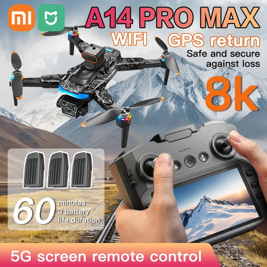 Xiaomi Mijia A14 Pro Max GPS Drone 8K HD Camera Touch Screen Remote Control Quadcopter 360° Obstacle Avoidance Brushless RC Toys Techelectronicx