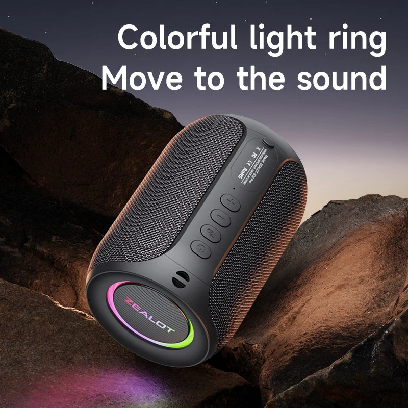 Zealot-S32PRO Powerful Bluetooth Speaker, Bass Wireless, LED Light, Outdoor Speakers, Subwoofer, Waterproof Sound Box Support Techelectronicx