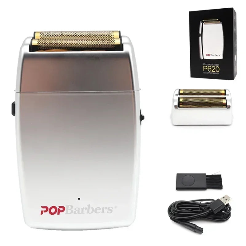 11000 RPM POP Barbers P620 Professional Electric Men's Beard Trimmer Double Foil Shaver Electric Shaver USB Hair Cutting Machine Techelectronicx