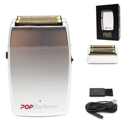 11000 RPM POP Barbers P620 Professional Electric Men's Beard Trimmer Double Foil Shaver Electric Shaver USB Hair Cutting Machine Techelectronicx