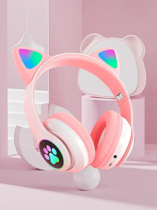 Headband wireless headphones, Jerry 5.0, long battery life, high sound quality, cat ears, wireless headphones for music/games - TechElect