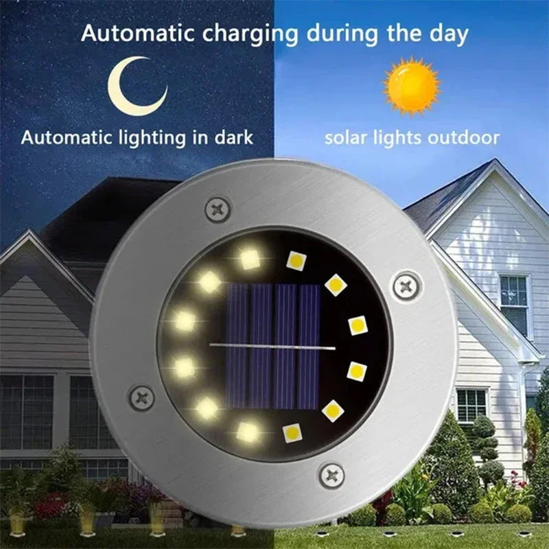 1/4/8Pack Solar Lights Outdoor 8/20LEDs Disk Underground Lamp Spotlight Buried Solar Light for Home Garden Lawn Yard Decoration Techelectronicx