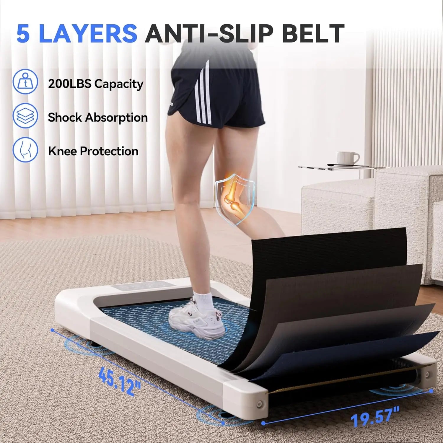 Walking Pad Treadmill, Smart Under Desk Treadmill, Portable Treadmill for Office, Mini Treadmill Under Desk, Walking Treadmill w TechElect