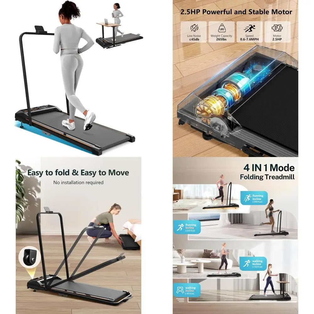 Compact Home Office Treadmill with Adjustable Incline and Multi-Function Walking to Running Capability TechElect