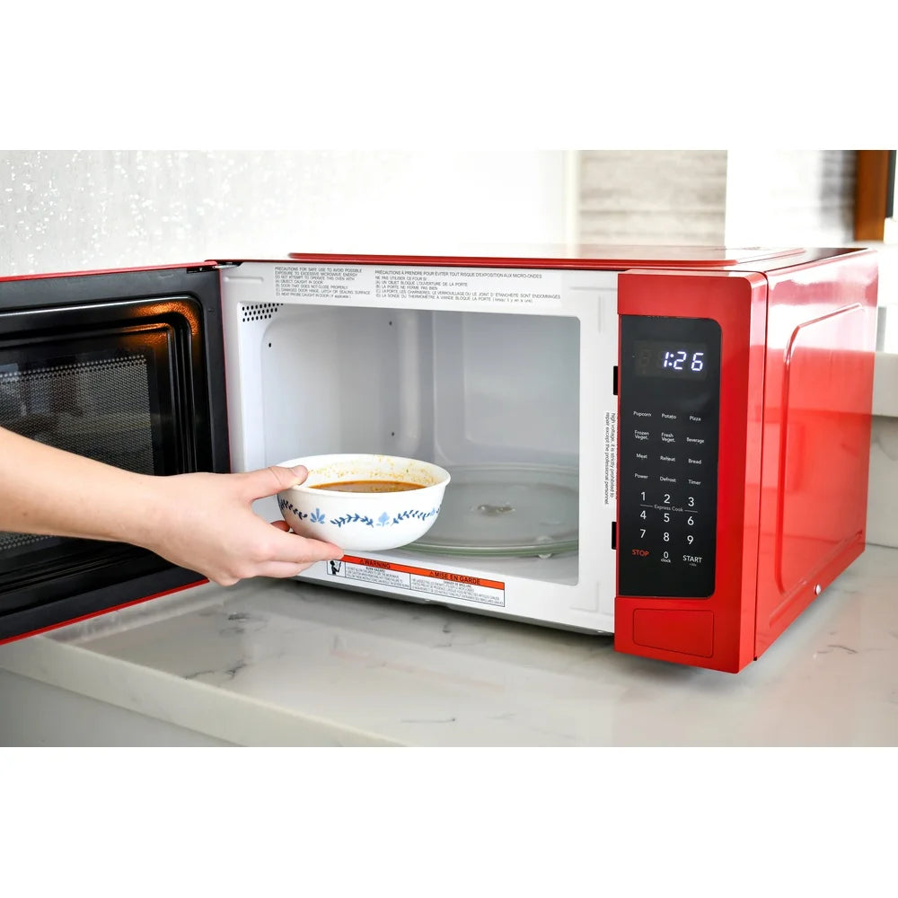 1.1 Cu Ft Compact Countertop Microwave Oven with Pre-Programmed Timers Removable Glass Turntable Electric Cooking Appliance Techelectronicx