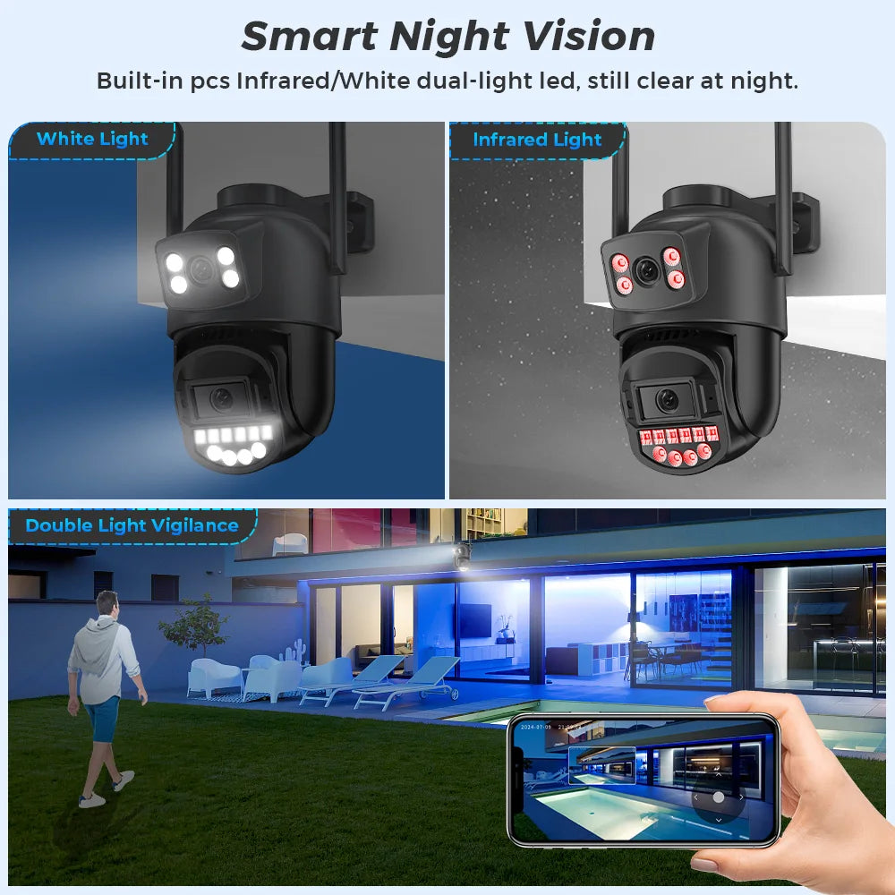 10MP 5K Dual Lens PTZ IP Camera with Dual Screen 8MP Ai Human Detection Auto Tracking Wireless Outdoor Surveillance Camera O-KAM TechElect
