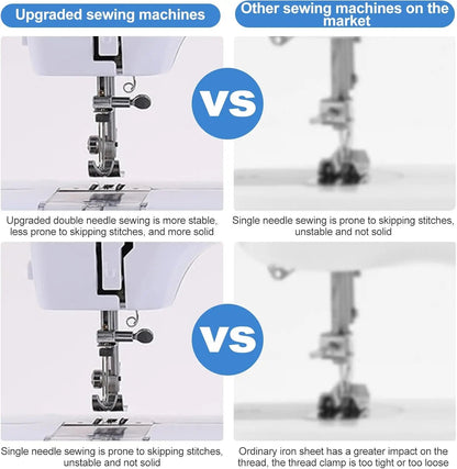 [Hot Sale] Mini Portable Sewing Machine 12 Stitches, Dual Speed Foot Pedal with Sewing Kit, Double Needle for Home/Travel TechElect