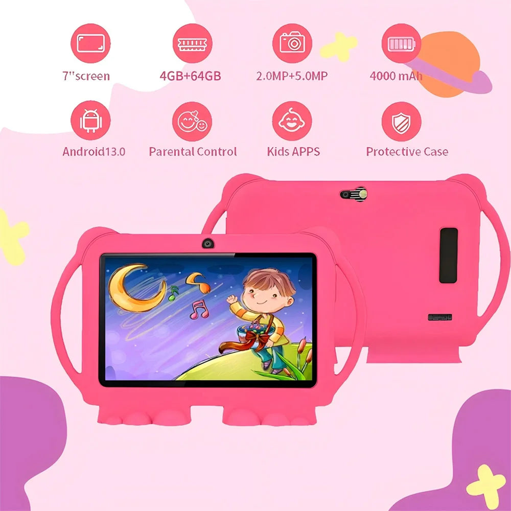 2025 New 5G WIFI 7-inch Children's Tablet 4GB+64GB ROM Drawing and Learning Portable Mini Tablet Quad Core Dual Cameras 4000mAh Techelectronicx