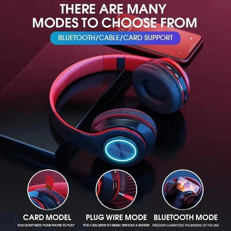 Wireless Bluetooth 5.0 Headphone With Microphone On-Ear Headset Stereo Sound Earphones Sports Gaming Foldable Headphones Game - TechElect