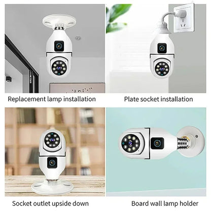 8MP E27 Bulb WIFI Camera Dual Lens Smart Home Surveillance Camera AI Human Tracking Voice Alarm Two-way Audio Color Night Vision TechElect