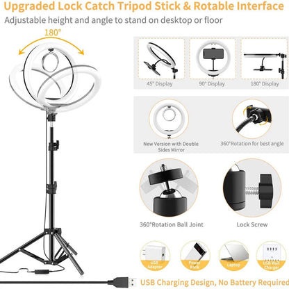 10 Inch LED Ring Light Photographic Selfie Ring Lighting with Phone Holder for Tiktok Youtube Makeup Video Live Studio Ring Lamp Techelectronicx