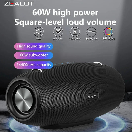 Zealot S67 Wireless Speaker WithShoulder Strap,Outdoor,Waterproof,Portable Speaker with Loud Stero and Booming Bass,40H Playtime Techelectronicx