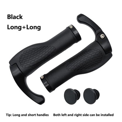 1 Pair Bicycle Handlebar Grip Long and Short Ergonomic Anti Skid Lock on Handle Cover with Bar Ends Grips MTB Bike Accessories TechElect