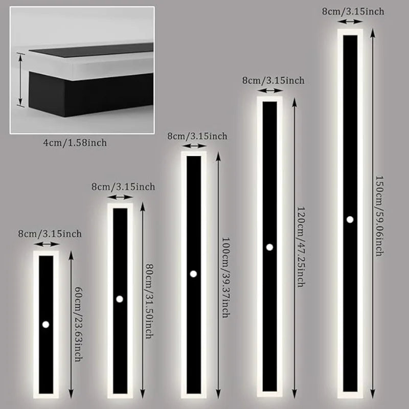 110- 240V IP65 Waterproof Porch Lamp LED Long Garden Lamp for Villa Garage Lighting FixtureOutdoor Wall Light With Motion Sensor TechElect