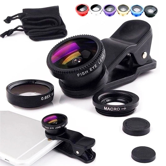 3in1 Fisheye Wide Angle Micro Camera Lens for iPhone Xiaomi Redmi 3IN1 Zoom Fish Eye Len on Smartphone Lenses with Phone Clip - TechElect