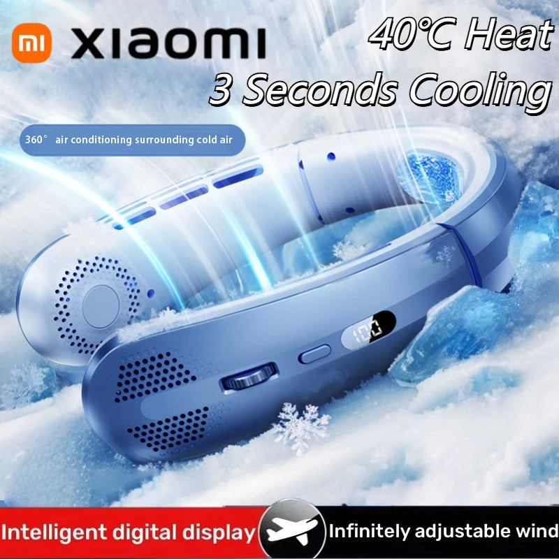 Xiaomi 8000mAh Hanging Neck Fan USB Portable Bladeless Mini Rechargeable Mute LED Digital Display Electric Fans Air Cooler Hot Techelectronicx