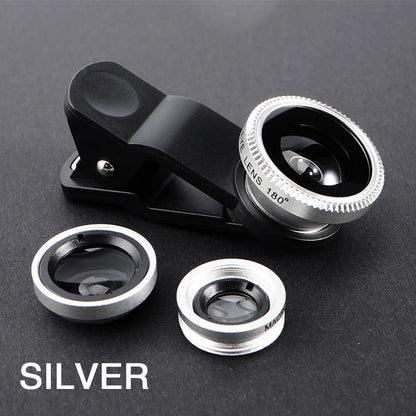 3in1 Fisheye Wide Angle Micro Camera Lens for iPhone Xiaomi Redmi 3IN1 Zoom Fish Eye Len on Smartphone Lenses with Phone Clip - TechElect