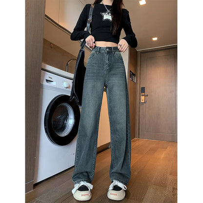 ZOENOVA Women's Streetwear Casual Baggy Jeans Korean Version Spring Fashion High Waist Wide Leg Pants Lady Work Denim Trousers Techtronicx