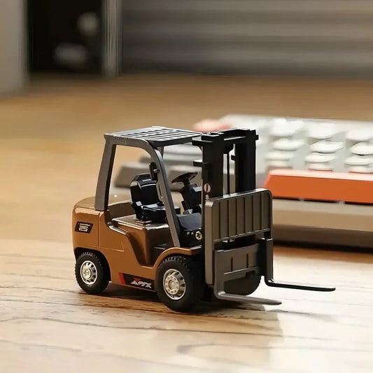 1/64 Scale Remote Controlled Alloy Forklift Toy Car Model - Engineering Vehicle Tabletop Collection Gift For Boys Techelectronicx