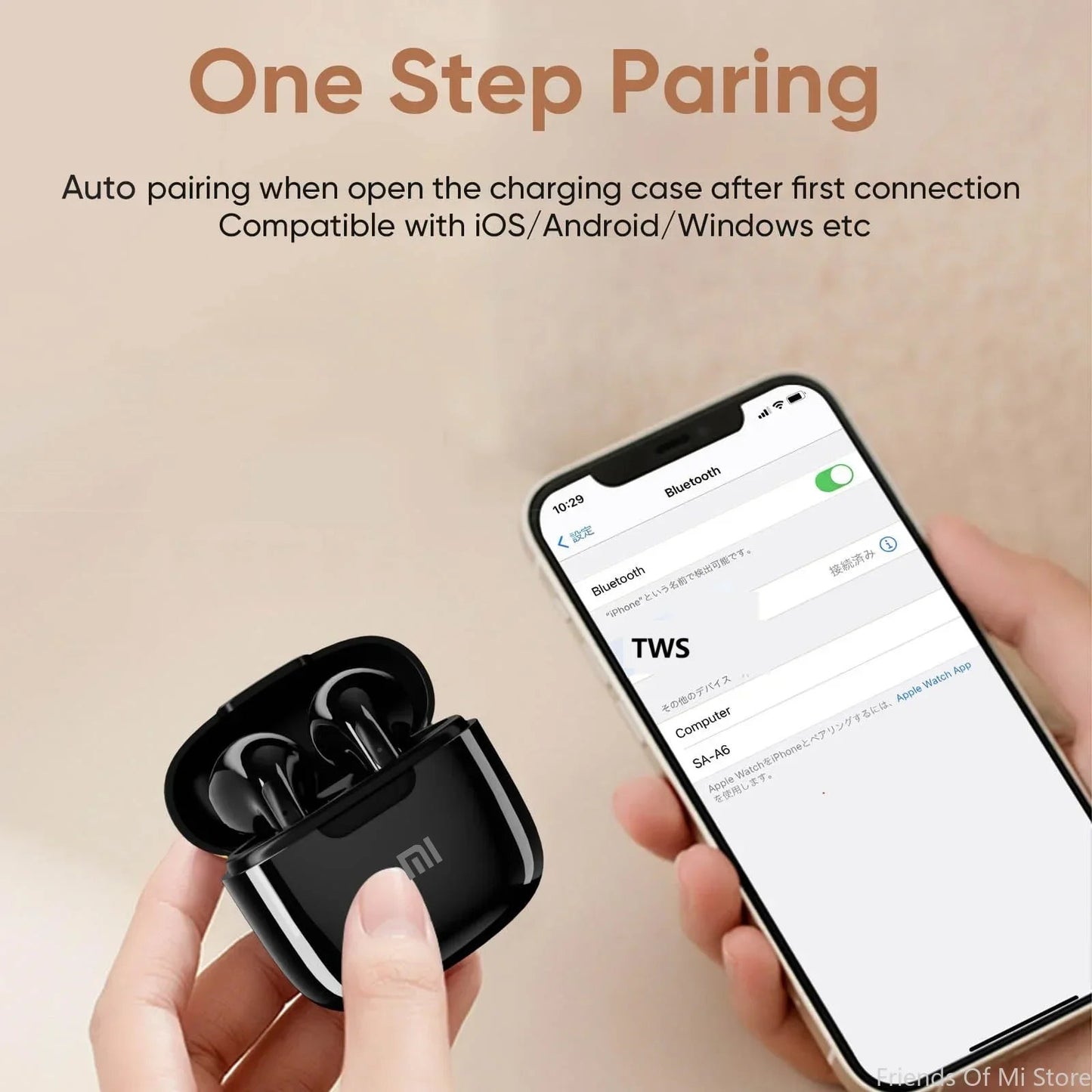 Xiaomi In Ear Headphones Wireless Bluetooth Earbuds 25Hrs Playtime USB C TWS Built in Noise Cancellation Mic with Charging Case Techelectronicx