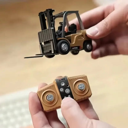 1/64 Scale Remote Controlled Alloy Forklift Toy Car Model - Engineering Vehicle Tabletop Collection Gift For Boys Techelectronicx