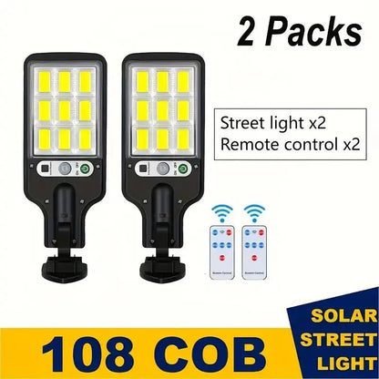 1/2/4-Pack Solar Street Lights, 108 COB LED Outdoor Wall Lights with Remote Control and Motion Sensor, Adjustable 3 Modes, Suita Techelectronicx