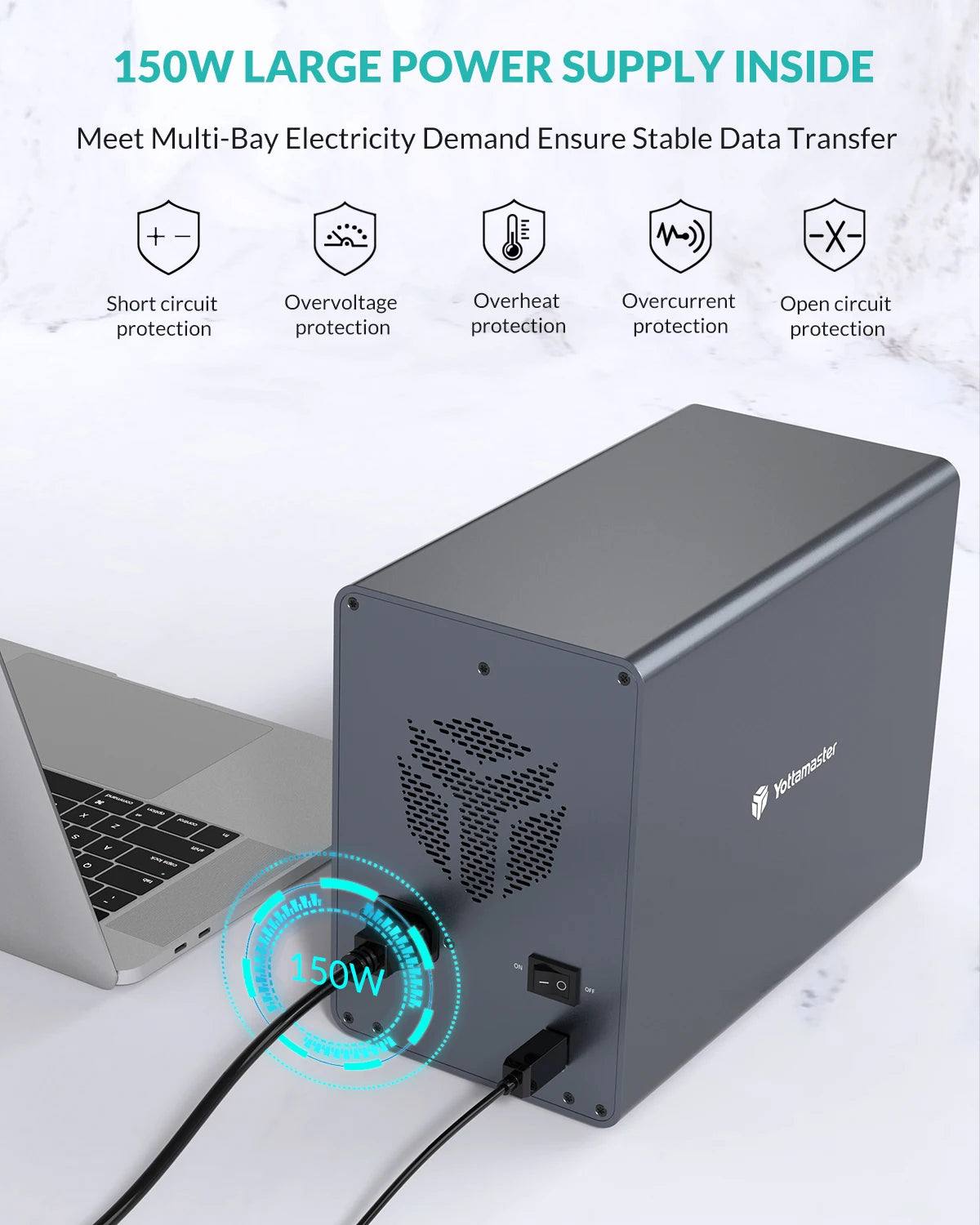 [FS5C3] Yottamaster 10Gbps 5-slot USB C HDD Enclosure Daisy-chained Type C External HDD Enclosure Support 2.5"/3.5" SATA HDD SSD TechElect