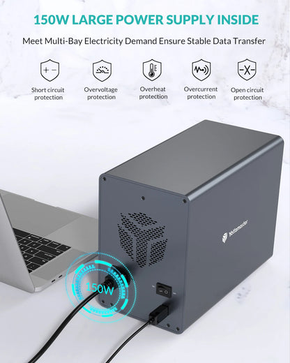 [FS5C3] Yottamaster 10Gbps 5-slot USB C HDD Enclosure Daisy-chained Type C External HDD Enclosure Support 2.5"/3.5" SATA HDD SSD TechElect