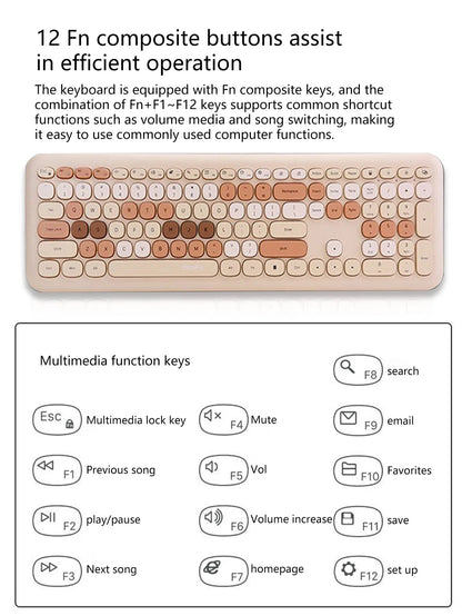 110-key color wireless keyboard and mouse set, with noise-reducing silent keys, suitable for laptops and desktop computers Techelectronicx