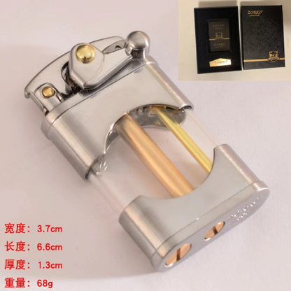 ZORRO Creative Rocker Kerosene Lighter Metal Visible Transparent Oil Bin Old Style Grinding Wheel Smoking Accessories Gadgets Techelectronicx