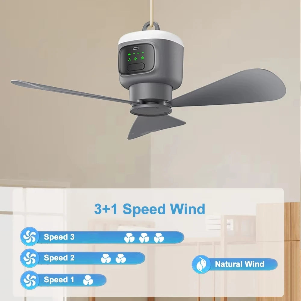XIAOTREE Portable 12000mAh USB Rechargeable Remote Control Modern Camping Fan For Tent Outdoor Modern Ceiling Fan Ceiling Fan Techelectronicx