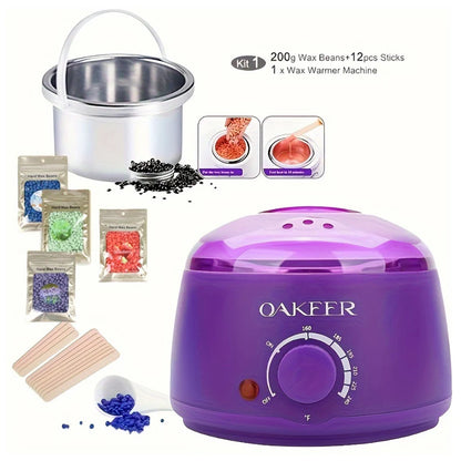 [EU Plug] 200ml Purple Wax Melting Machine + 200g Wax Beans Set, Wax Heating, Wax Hair Removal And Wax Therapy Machine TechElect